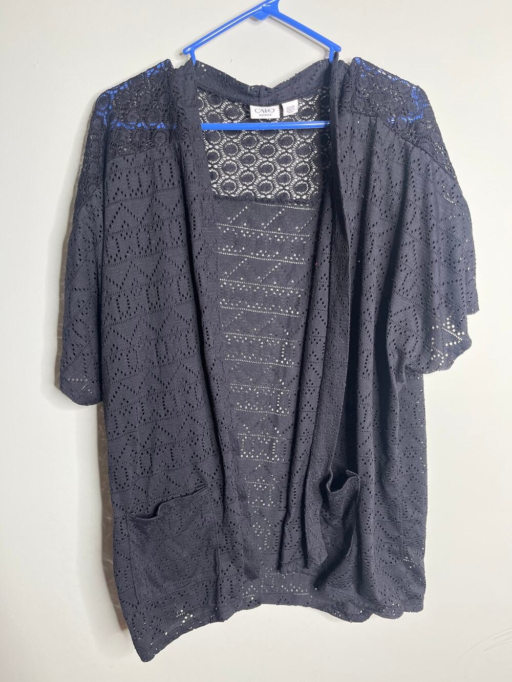 Cato Woman Short Sleeve Lace Open Front Cardigan 22/24